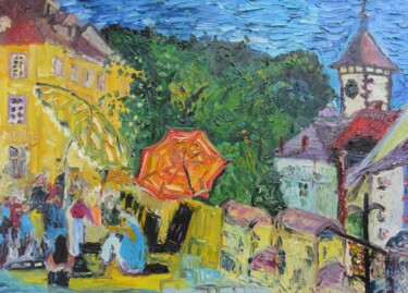 Malerei mit dem Titel ""Kunstmarkt Freibur…" von Satyam Art, Original-Kunstwerk, Acryl