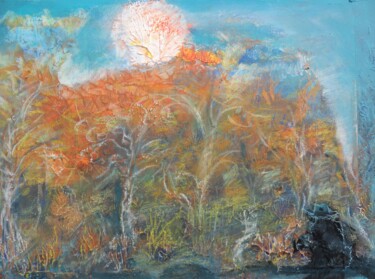 Peinture intitulée ""Herbstmond"" par Satyam Art, Œuvre d'art originale, Acrylique