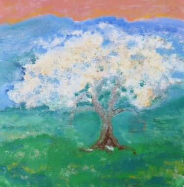 Malerei mit dem Titel ""Kirschbaum in Blüt…" von Satyam Art, Original-Kunstwerk, Acryl