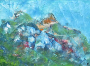 Malerei mit dem Titel ""Bergwelt" - Farbko…" von Satyam Art, Original-Kunstwerk, Acryl