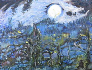 Картина под названием ""Nacht im Mondschei…" - Satyam Art, Подлинное произведение искусства, Акрил
