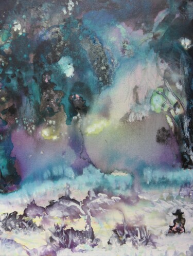 Peinture intitulée ""Aurora Borealis" I" par Satyam Art, Œuvre d'art originale, Acrylique