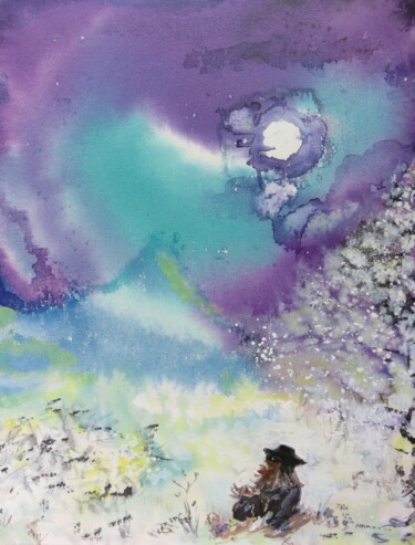 Peinture intitulée ""Aurora Borealis" I…" par Satyam Art, Œuvre d'art originale, Acrylique