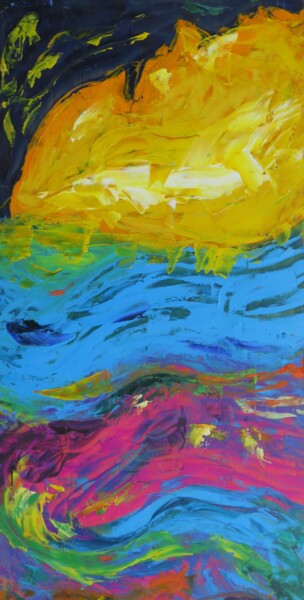 Malerei mit dem Titel ""Die Welle Teil I"" von Satyam Art, Original-Kunstwerk, Acryl
