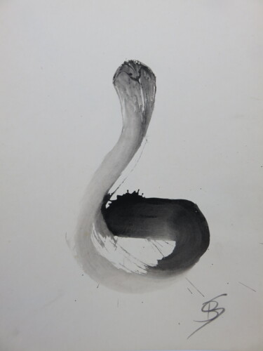 Dessin intitulée ""Kobra"- Kalligraph…" par Satyam Art, Œuvre d'art originale, Encre