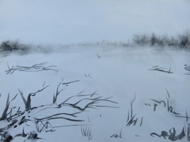 Dibujo titulada ""Winterlandschaft"…" por Satyam Art, Obra de arte original, Tinta