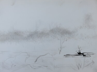 Dessin intitulée ""Winterlandschaft"…" par Satyam Art, Œuvre d'art originale, Encre