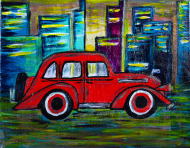 Peinture intitulée "Red-car.jpg" par Irina Stefan, Œuvre d'art originale, Acrylique