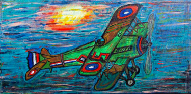 Pintura intitulada "Vintage Aeroplane.j…" por Irina Stefan, Obras de arte originais, Acrílico