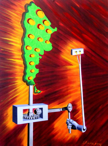 Peinture intitulée "Maquina para rotar…" par Saúl Nagelberg, Œuvre d'art originale, Huile