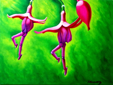 Painting titled "Dueto de las flores" by Saúl Nagelberg, Original Artwork, Oil