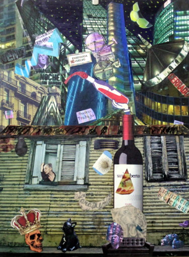 Collagen mit dem Titel "Ciudad de pobres co…" von Saúl Nagelberg, Original-Kunstwerk