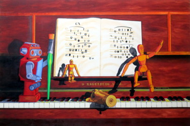 Malerei mit dem Titel "Gracias a la música" von Saúl Nagelberg, Original-Kunstwerk, Öl