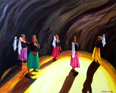 Painting titled "Pañuelos que hablan" by Saúl Nagelberg, Original Artwork, Oil