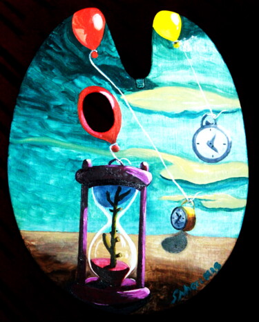 Peinture intitulée "El tiempo va" par Saúl Nagelberg, Œuvre d'art originale, Huile