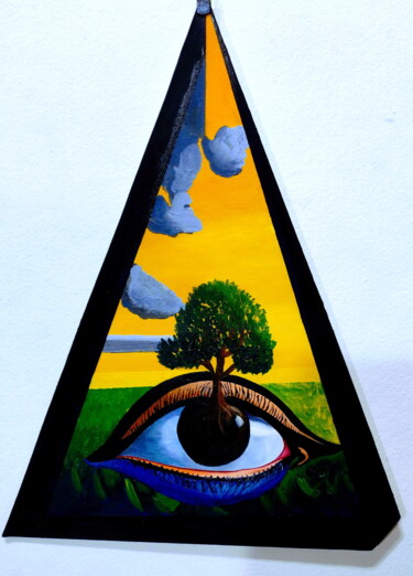 Картина под названием "La viga en el ojo a…" - Saúl Nagelberg, Подлинное произведение искусства, Масло