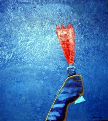 Peinture intitulée "La mano de dios" par Saúl Nagelberg, Œuvre d'art originale