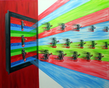 Painting titled "Ejercito de idiotas" by Saúl Nagelberg, Original Artwork, Oil