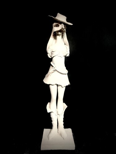 Sculptuur getiteld "N°1203 la maschera…" door Saulterre, Origineel Kunstwerk, Terra cotta
