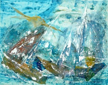 Painting titled "Au large d'Ouessant…" by Sylvie Sauvé, Original Artwork