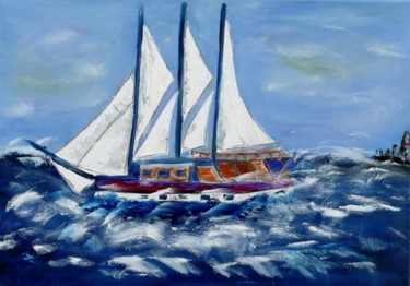 Peinture intitulée "Un jour en mer d'Ir…" par Sylvie Sauvé, Œuvre d'art originale