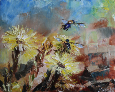 Painting titled "bees" by Sava, Original Artwork, Oil