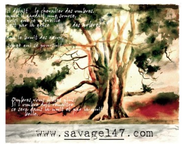 Peinture intitulée "arbre nocturne" par Savage147, Œuvre d'art originale, Huile