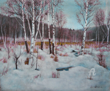 绘画 标题为“雪与白桦树的约会” 由张志国, 原创艺术品, 彩画
