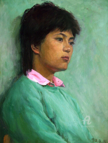 Painting titled "莉莉" by Zhang Zhi Guo, Original Artwork, Tempera