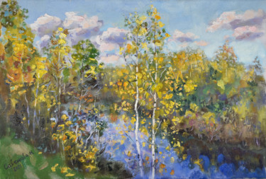 Картина под названием "Autumn Painting Lan…" - Natalya Savenkova, Подлинное произведение искусства, Масло