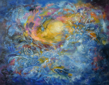 Painting titled "Elements Water and…" by Natalya Savenkova, Original Artwork, Oil