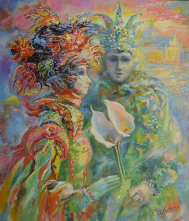 Painting titled "Венеция" by Natalya Savenkova, Original Artwork, Oil