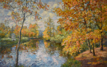 Schilderij getiteld "Autumn Painting Lan…" door Natalya Savenkova, Origineel Kunstwerk, Olie