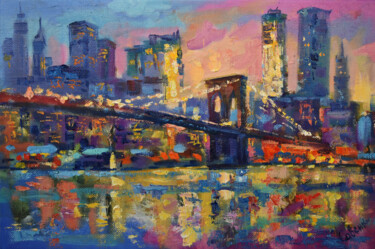 Painting titled "Brooklyn Bridge Pai…" by Natalya Savenkova, Original Artwork, Oil
