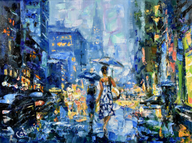Картина под названием "New York Painting O…" - Natalya Savenkova, Подлинное произведение искусства, Масло