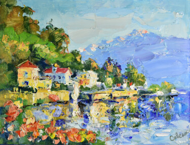Painting titled "Italy Painting Land…" by Natalya Savenkova, Original Artwork, Oil