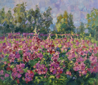 Pintura intitulada "Blooming Meadow Pai…" por Natalya Savenkova, Obras de arte originais, Óleo