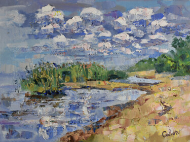 Schilderij getiteld "Lake Painting Cloud…" door Natalya Savenkova, Origineel Kunstwerk, Olie