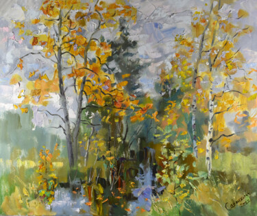 Pittura intitolato "Autumn Landscape Or…" da Natalya Savenkova, Opera d'arte originale, Olio