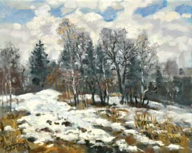 Peinture intitulée "Snow Painting Natur…" par Natalya Savenkova, Œuvre d'art originale, Huile