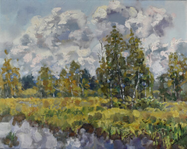 Pintura intitulada "Autumn Painting Lan…" por Natalya Savenkova, Obras de arte originais, Óleo
