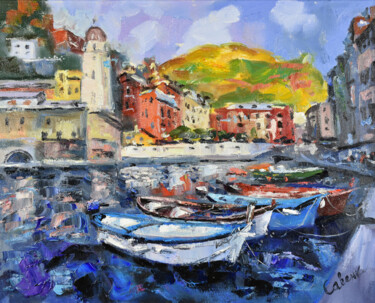 Painting titled "Cinque Terre Painti…" by Natalya Savenkova, Original Artwork, Oil