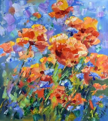 Pintura intitulada "Poppy Painting Orig…" por Natalya Savenkova, Obras de arte originais, Óleo