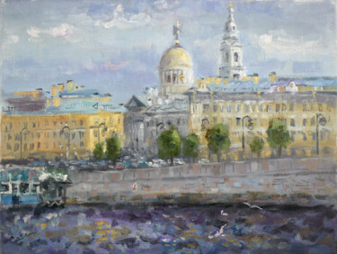 Картина под названием "Cityscape Saint-Pet…" - Natalya Savenkova, Подлинное произведение искусства, Масло