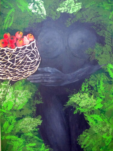 Peinture intitulée "Девушка с яблоками" par Anastasiia Shaverina, Œuvre d'art originale, Acrylique