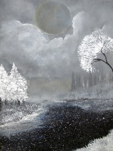 Картина под названием "Зимний парк" - Анастасия Шаверина, Подлинное произведение искусства, Акрил