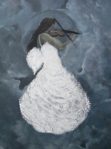 Картина под названием "Ангел играющий на с…" - Анастасия Шаверина, Подлинное произведение искусства, Акрил