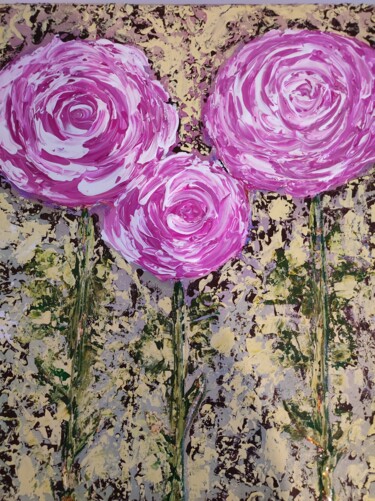 Картина под названием "Roses" - Анастасия Шаверина, Подлинное произведение искусства, Акрил