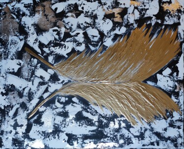 Painting titled "golden feathers" by Anastasiia Shaverina, Original Artwork, Acrylic