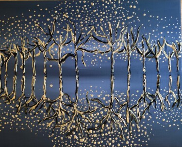 Peinture intitulée "Mirror trees" par Anastasiia Shaverina, Œuvre d'art originale, Acrylique